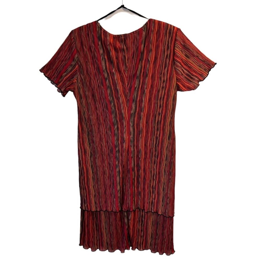 Helene Blake Vintage Striped Layered Midi Dress Red Black Textured Plus Size 16 - Picture 10 of 10
